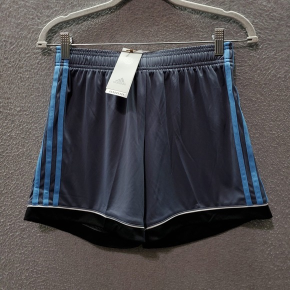 Adidas Women Activewear Shorts Small Gray Logo Aeroready Soccer NWT - Picture 1 of 9